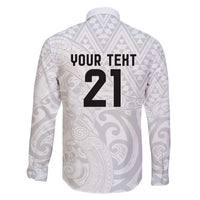 New Zealand Rangatira Custom Family Matching Short Sleeve Bodycon Dress and Hawaiian Shirt All White Niho Taniwha Maori Tribal