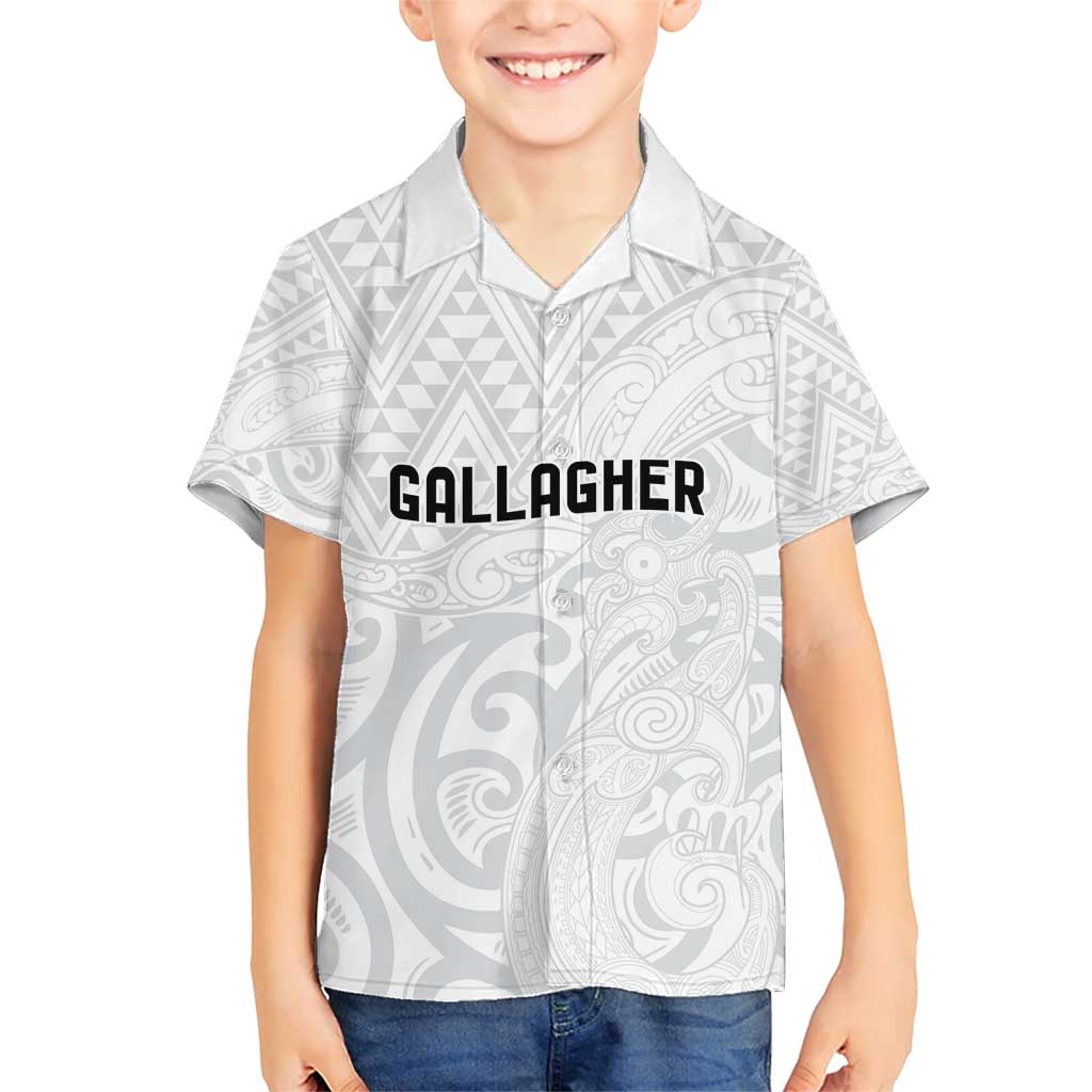 New Zealand Rangatira Custom Family Matching Short Sleeve Bodycon Dress and Hawaiian Shirt All White Niho Taniwha Maori Tribal