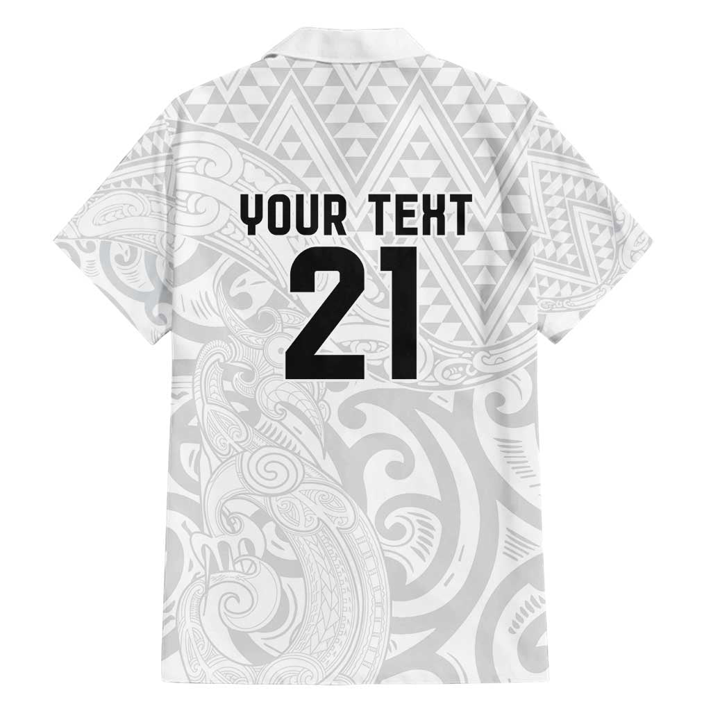 New Zealand Rangatira Custom Family Matching Summer Maxi Dress and Hawaiian Shirt All White Niho Taniwha Maori Tribal