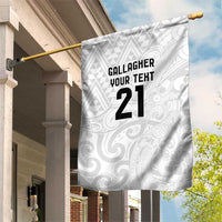 New Zealand Rangatira Custom Garden Flag All White Niho Taniwha Maori Tribal