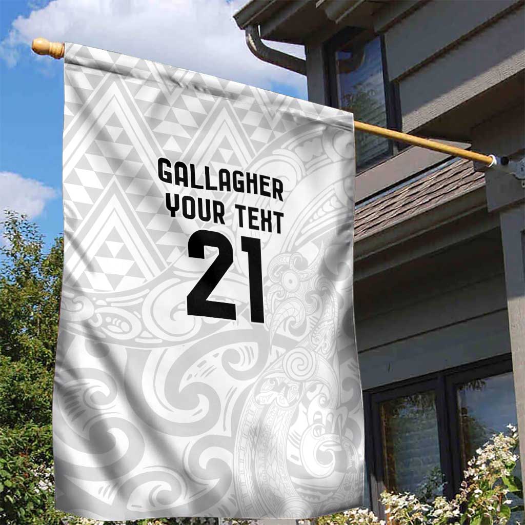 New Zealand Rangatira Custom Garden Flag All White Niho Taniwha Maori Tribal