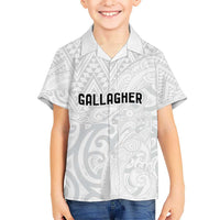 New Zealand Rangatira Custom Kid Hawaiian Shirt All White Niho Taniwha Maori Tribal