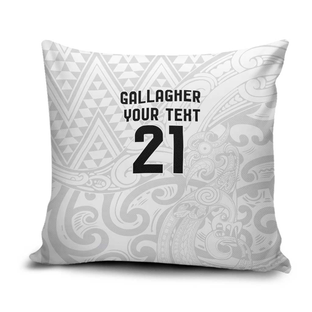 New Zealand Rangatira Custom Pillow Cover All White Niho Taniwha Maori Tribal - Polynesian Pride