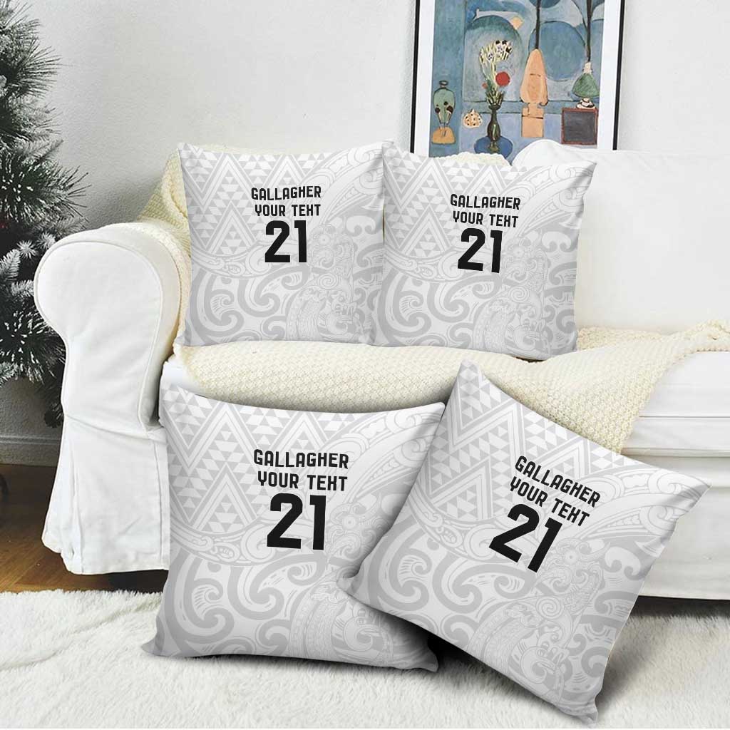 New Zealand Rangatira Custom Pillow Cover All White Niho Taniwha Maori Tribal - Polynesian Pride