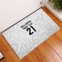 New Zealand Rangatira Custom Rubber Doormat All White Niho Taniwha Maori Tribal