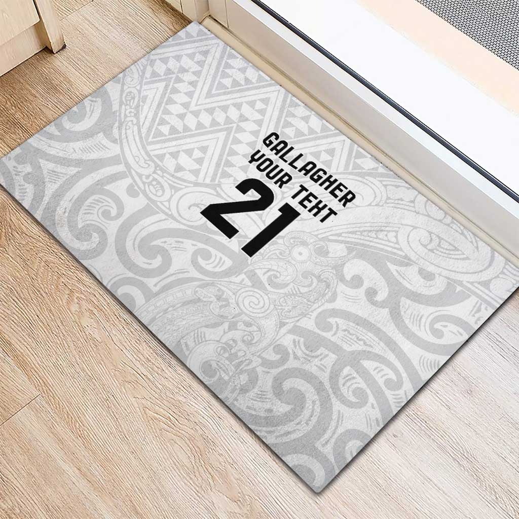 New Zealand Rangatira Custom Rubber Doormat All White Niho Taniwha Maori Tribal