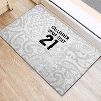 New Zealand Rangatira Custom Rubber Doormat All White Niho Taniwha Maori Tribal