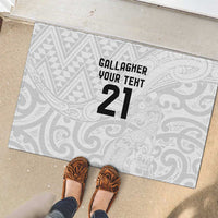 New Zealand Rangatira Custom Rubber Doormat All White Niho Taniwha Maori Tribal