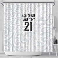 New Zealand Rangatira Custom Shower Curtain All White Niho Taniwha Maori Tribal