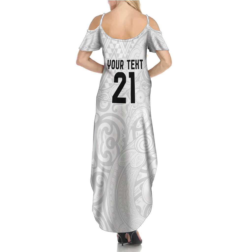 New Zealand Rangatira Custom Summer Maxi Dress All White Niho Taniwha Maori Tribal