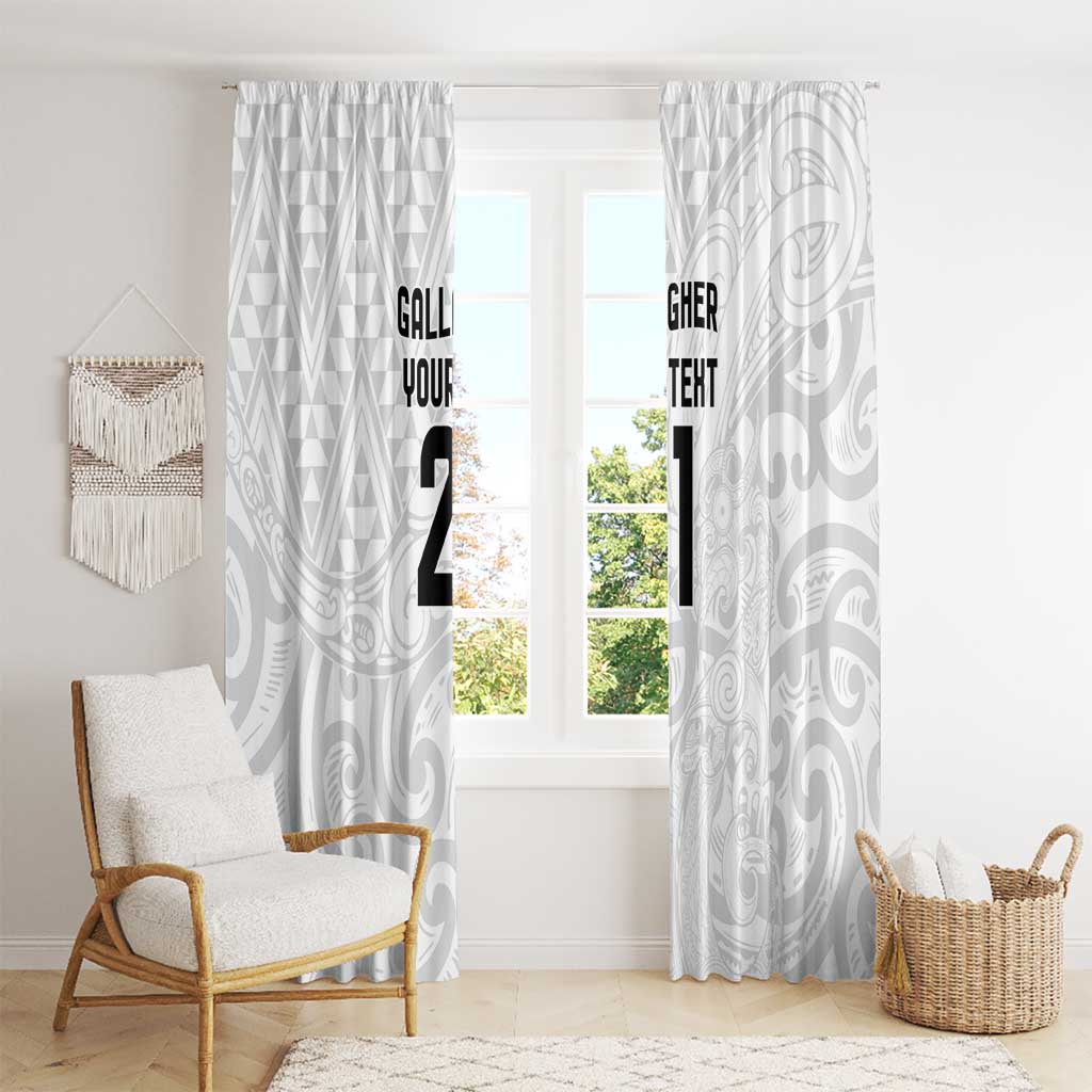 New Zealand Rangatira Custom Window Curtain All White Niho Taniwha Maori Tribal
