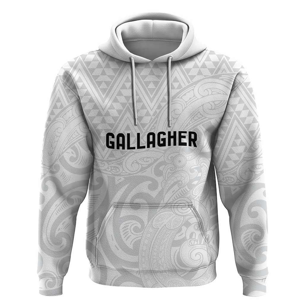 New Zealand Rangatira Custom Zip Hoodie All White Niho Taniwha Maori Tribal