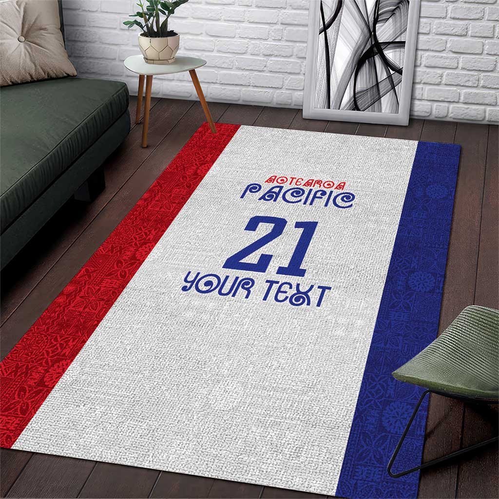 New Zealand Rugby Pacific Personalised Area Rug Maori Style Tribal Tapa Pattern