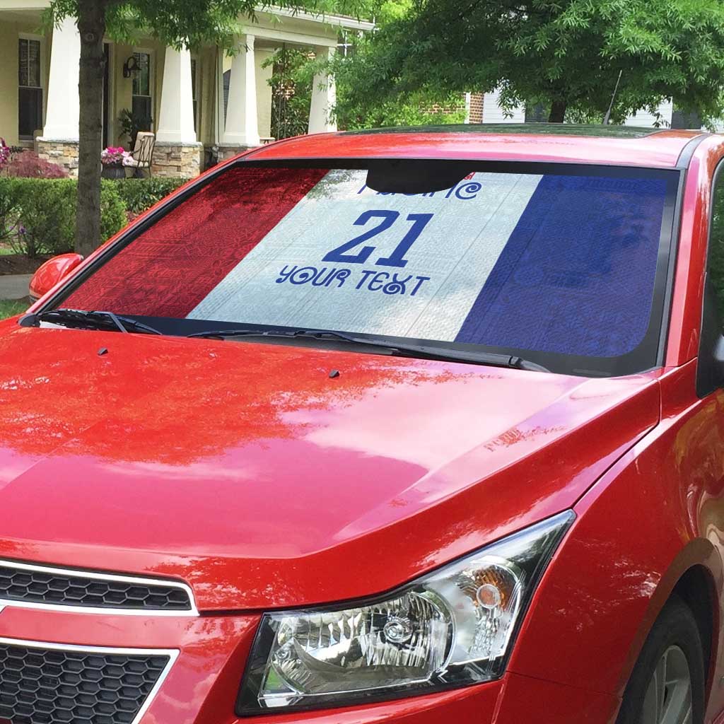 New Zealand Rugby Pacific Personalised Auto Sun Shade Maori Style Tribal Tapa Pattern - Polynesian Pride