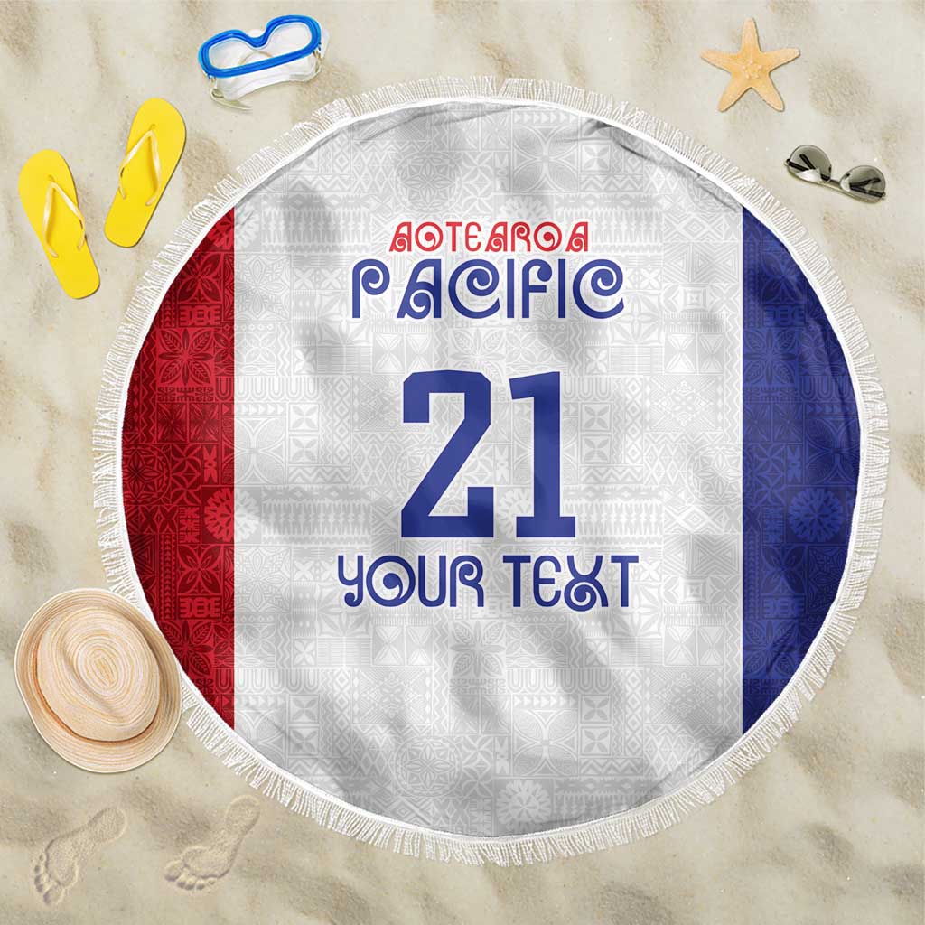 New Zealand Rugby Pacific Personalised Beach Blanket Maori Style Tribal Tapa Pattern