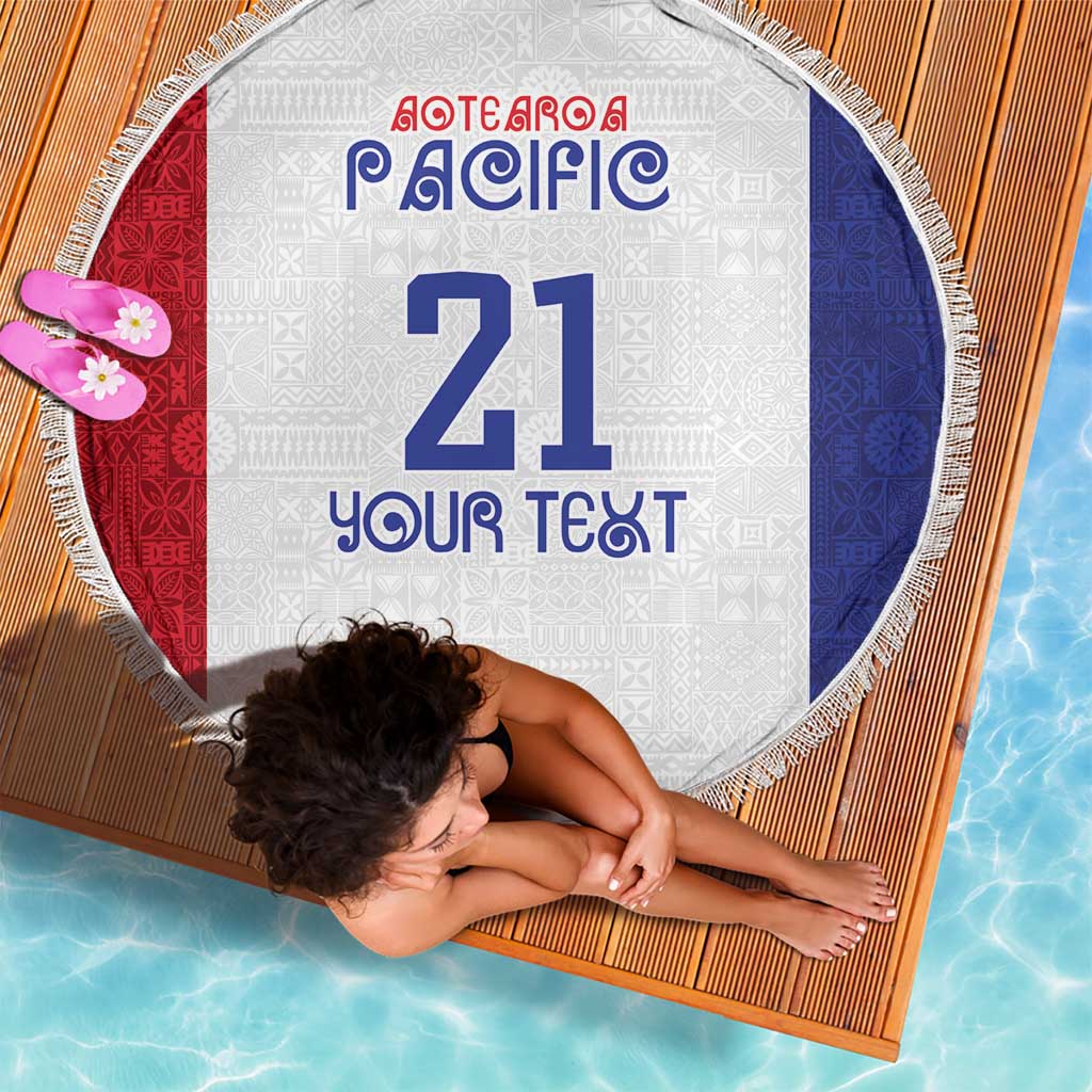 New Zealand Rugby Pacific Personalised Beach Blanket Maori Style Tribal Tapa Pattern