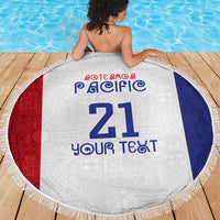 New Zealand Rugby Pacific Personalised Beach Blanket Maori Style Tribal Tapa Pattern