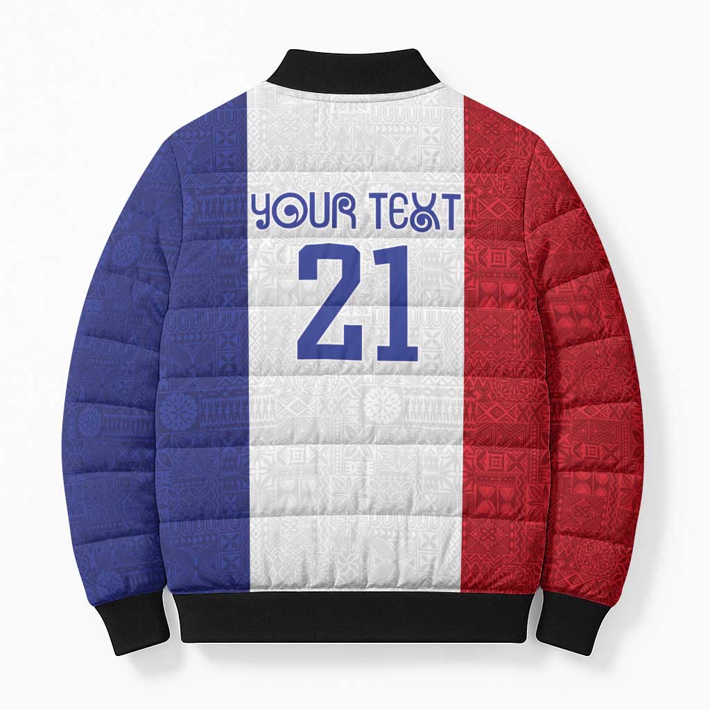 New Zealand Rugby Pacific Personalised Bomber Puffer Jacket Maori Style Tribal Tapa Pattern - Polynesian Pride