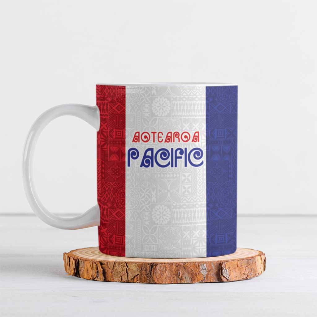 New Zealand Rugby Pacific Personalised Ceramic Mug Maori Style Tribal Tapa Pattern - Polynesian Pride