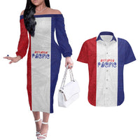 New Zealand Rugby Pacific Personalised Couples Matching Off The Shoulder Long Sleeve Dress and Hawaiian Shirt Maori Style Tribal Tapa Pattern