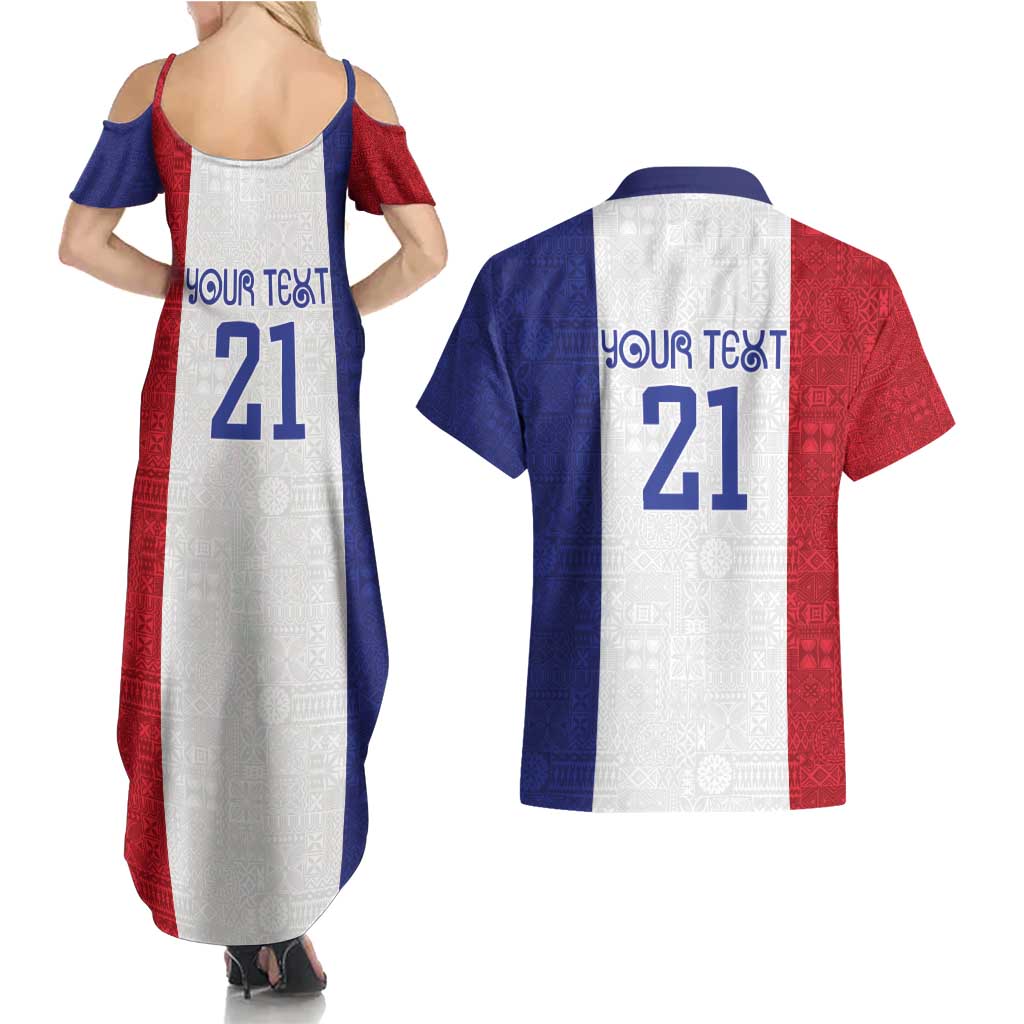 New Zealand Rugby Pacific Personalised Couples Matching Summer Maxi Dress and Hawaiian Shirt Maori Style Tribal Tapa Pattern