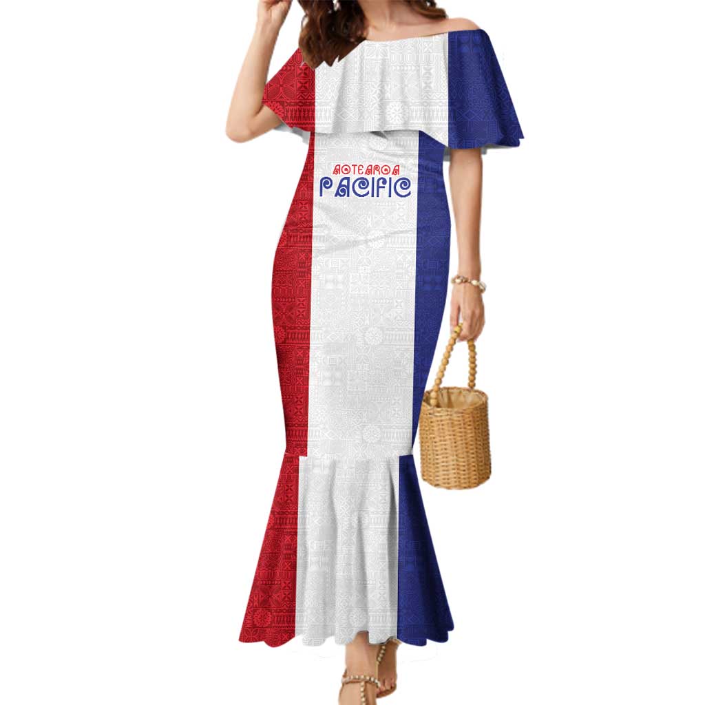 New Zealand Rugby Pacific Personalised Family Matching Mermaid Dress and Hawaiian Shirt Maori Style Tribal Tapa Pattern