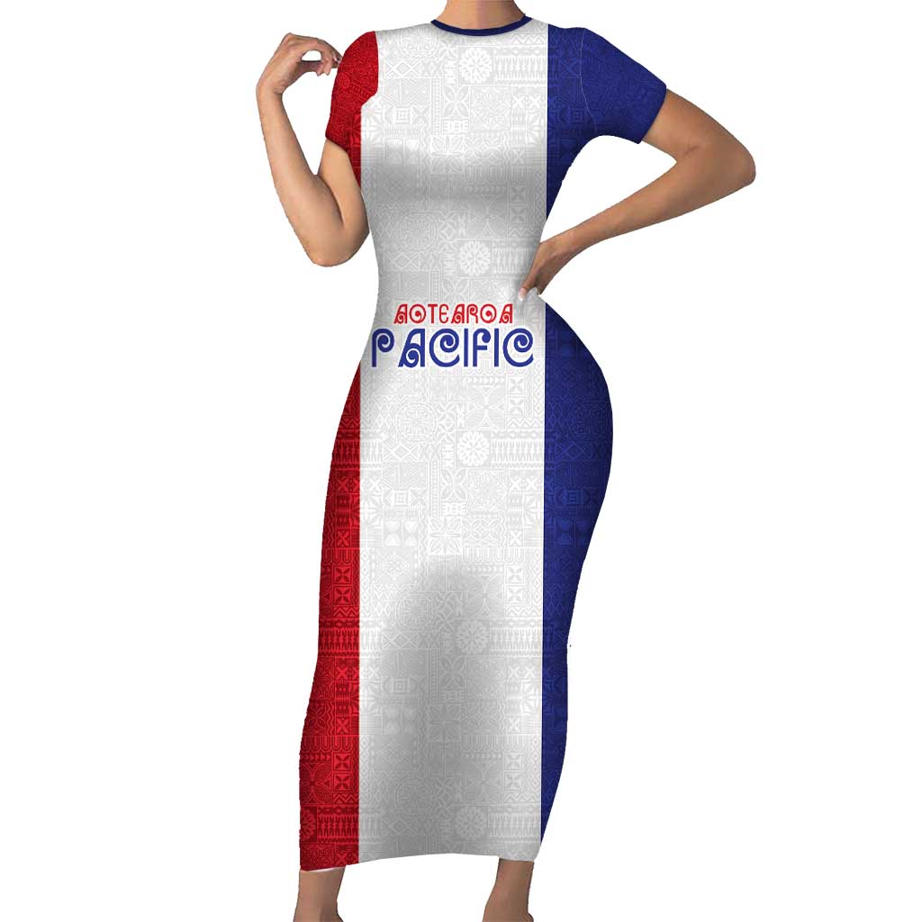 New Zealand Rugby Pacific Personalised Family Matching Short Sleeve Bodycon Dress and Hawaiian Shirt Maori Style Tribal Tapa Pattern