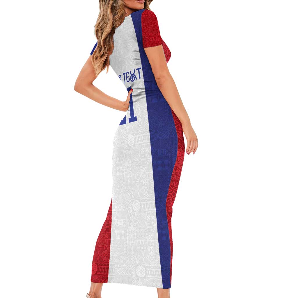 New Zealand Rugby Pacific Personalised Family Matching Short Sleeve Bodycon Dress and Hawaiian Shirt Maori Style Tribal Tapa Pattern