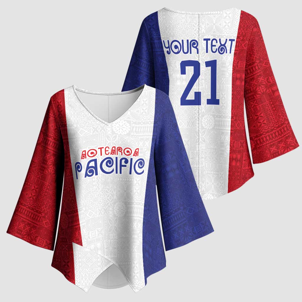 New Zealand Rugby Pacific Personalised Kimono Sleeve Blouse Maori Style Tribal Tapa Pattern - Polynesian Pride