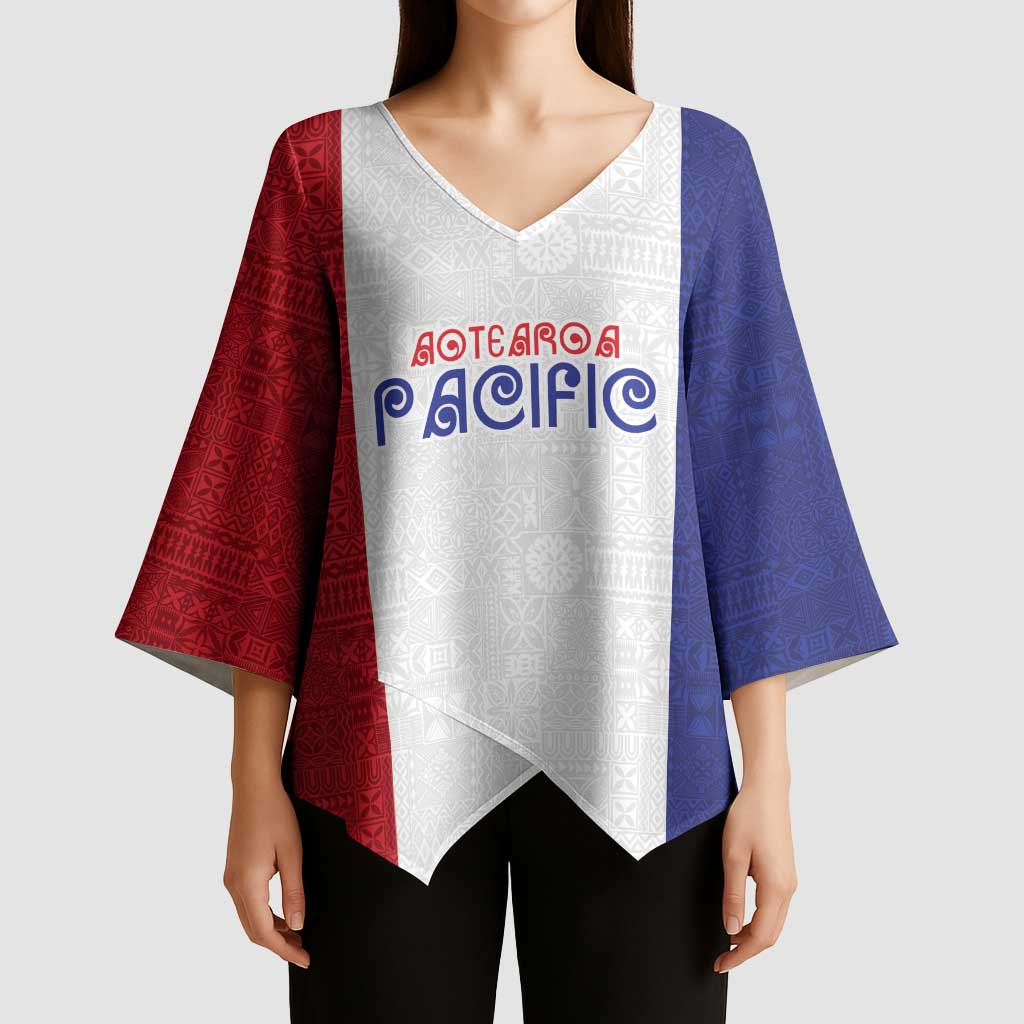 New Zealand Rugby Pacific Personalised Kimono Sleeve Blouse Maori Style Tribal Tapa Pattern - Polynesian Pride