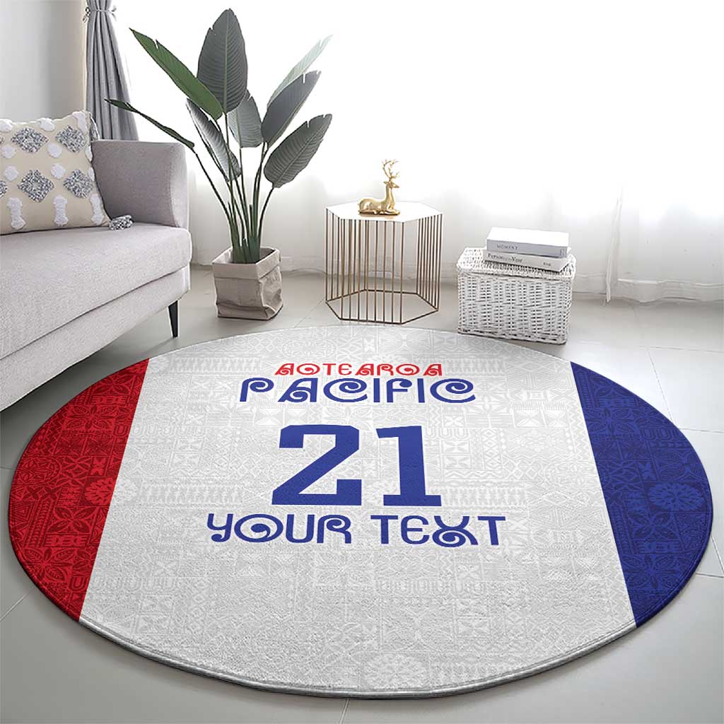 New Zealand Rugby Pacific Personalised Round Carpet Maori Style Tribal Tapa Pattern