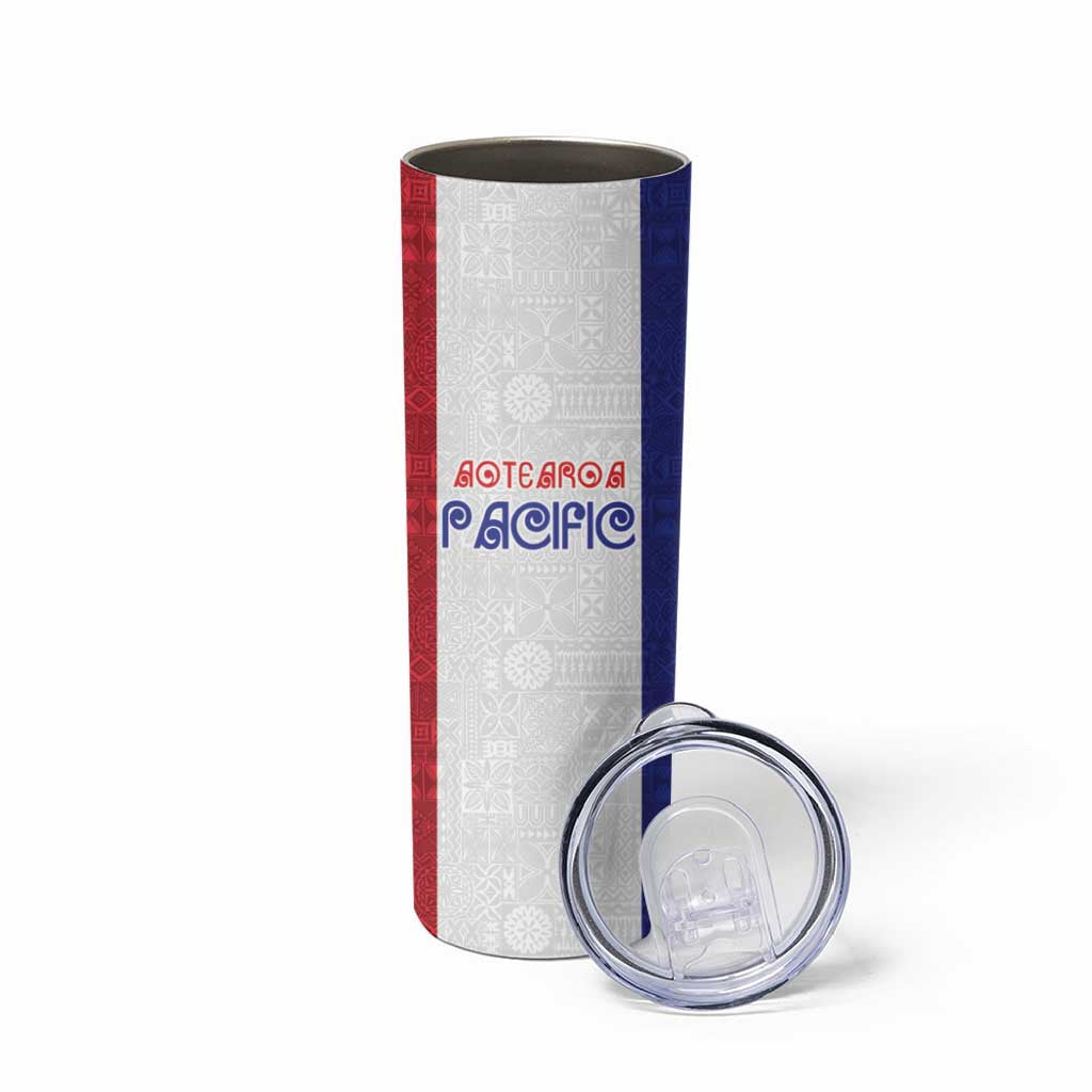 New Zealand Rugby Pacific Personalised Skinny Tumbler Maori Style Tribal Tapa Pattern