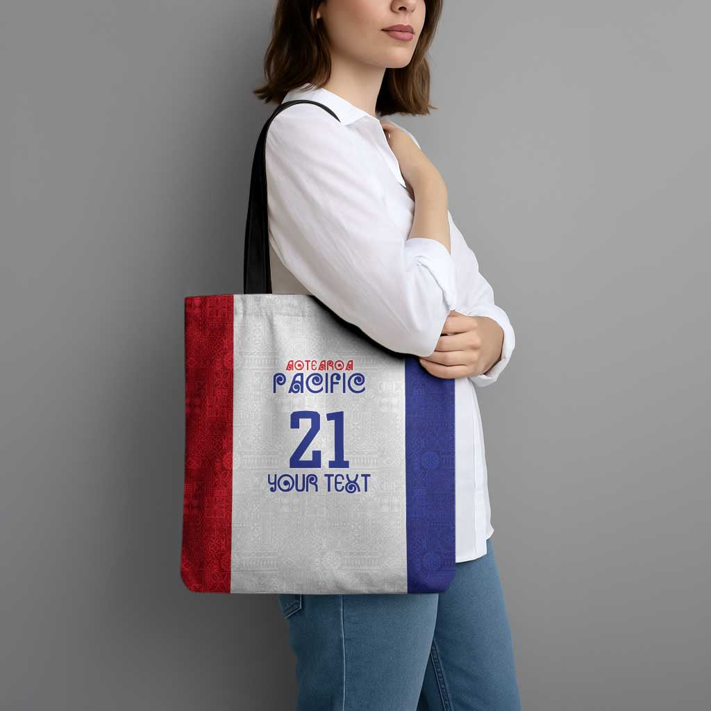 New Zealand Rugby Pacific Personalised Tote Bag Maori Style Tribal Tapa Pattern - Polynesian Pride