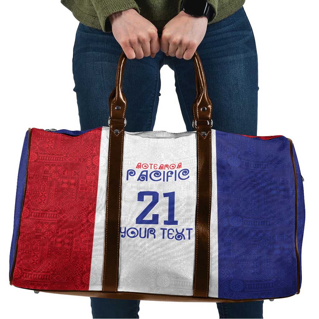 New Zealand Rugby Pacific Personalised Travel Bag Maori Style Tribal Tapa Pattern - Polynesian Pride