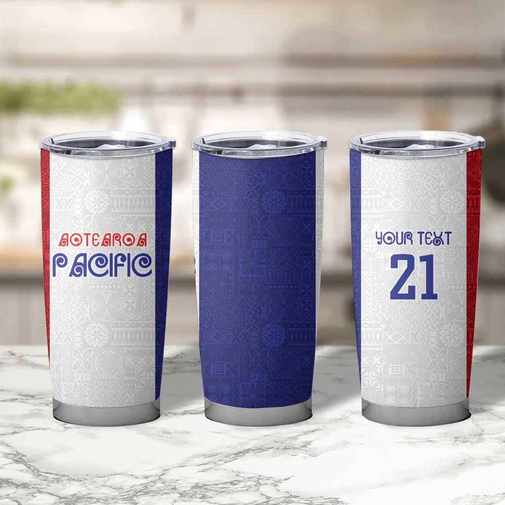 New Zealand Rugby Pacific Personalised Tumbler Cup Maori Style Tribal Tapa Pattern