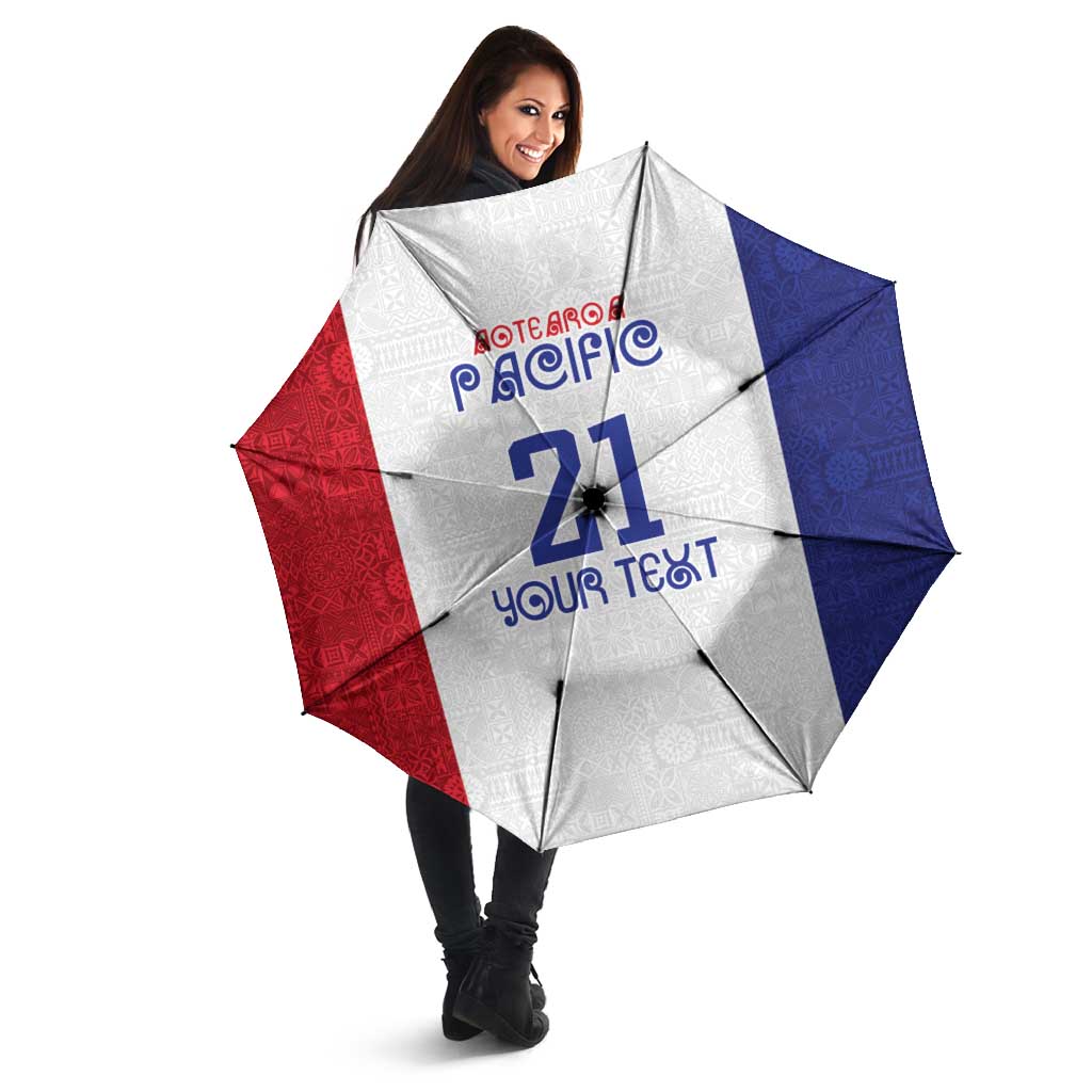 New Zealand Rugby Pacific Personalised Umbrella Maori Style Tribal Tapa Pattern - Polynesian Pride