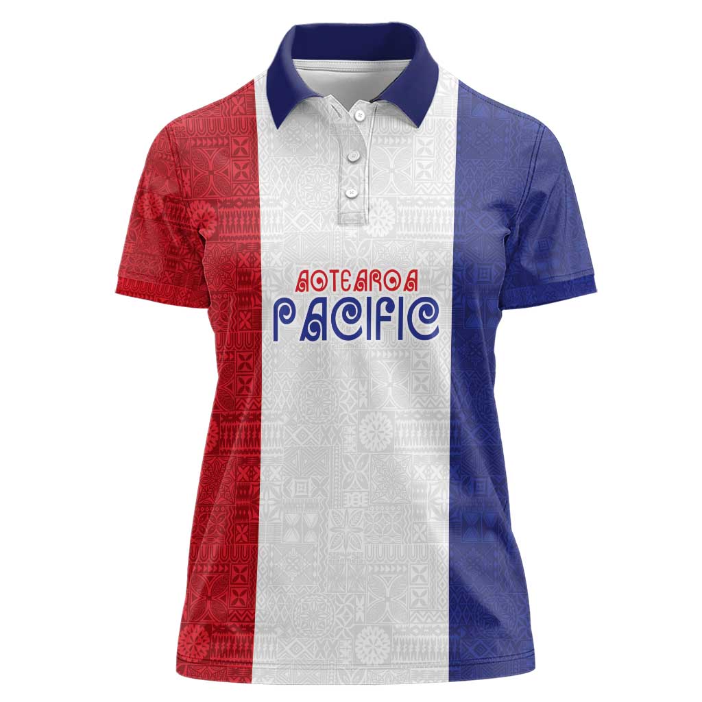 New Zealand Rugby Pacific Personalised Women Polo Shirt Maori Style Tribal Tapa Pattern