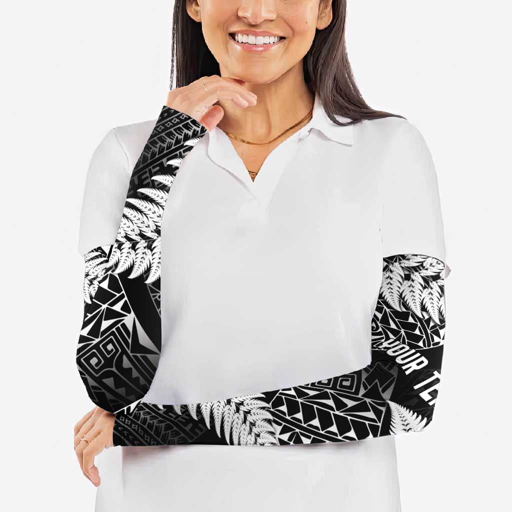 New Zealand Rugby Pacific Personalised Arm Sleeves All Black Maori Pasifika Fern Pattern - Polynesian Pride