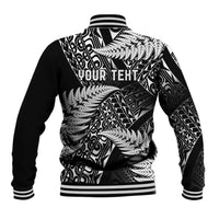 New Zealand Rugby Pacific Personalised Baseball Jacket All Black Maori Pasifika Fern Pattern