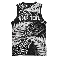 New Zealand Rugby Pacific Personalised Basketball Jersey All Black Maori Pasifika Fern Pattern - Polynesian Pride