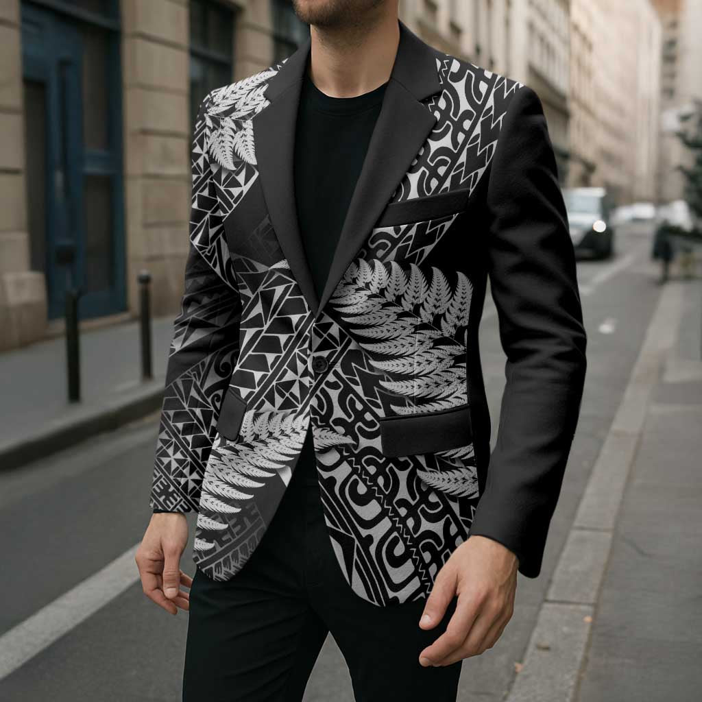 New Zealand Rugby Pacific Personalised Blazer All Black Maori Pasifika Fern Pattern - Polynesian Pride
