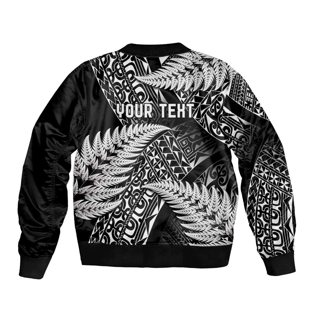 New Zealand Rugby Pacific Personalised Bomber Jacket All Black Maori Pasifika Fern Pattern