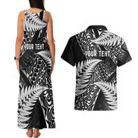 New Zealand Rugby Pacific Personalised Couples Matching Tank Maxi Dress and Hawaiian Shirt All Black Maori Pasifika Fern Pattern
