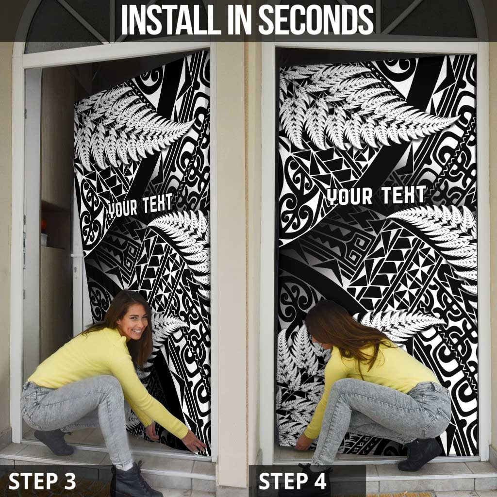 New Zealand Rugby Pacific Personalised Door Cover All Black Maori Pasifika Fern Pattern - Polynesian Pride