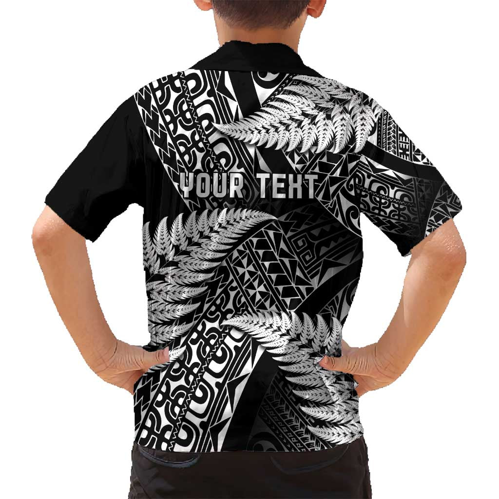 New Zealand Rugby Pacific Personalised Family Matching Long Sleeve Bodycon Dress and Hawaiian Shirt All Black Maori Pasifika Fern Pattern