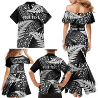 New Zealand Rugby Pacific Personalised Family Matching Mermaid Dress and Hawaiian Shirt All Black Maori Pasifika Fern Pattern
