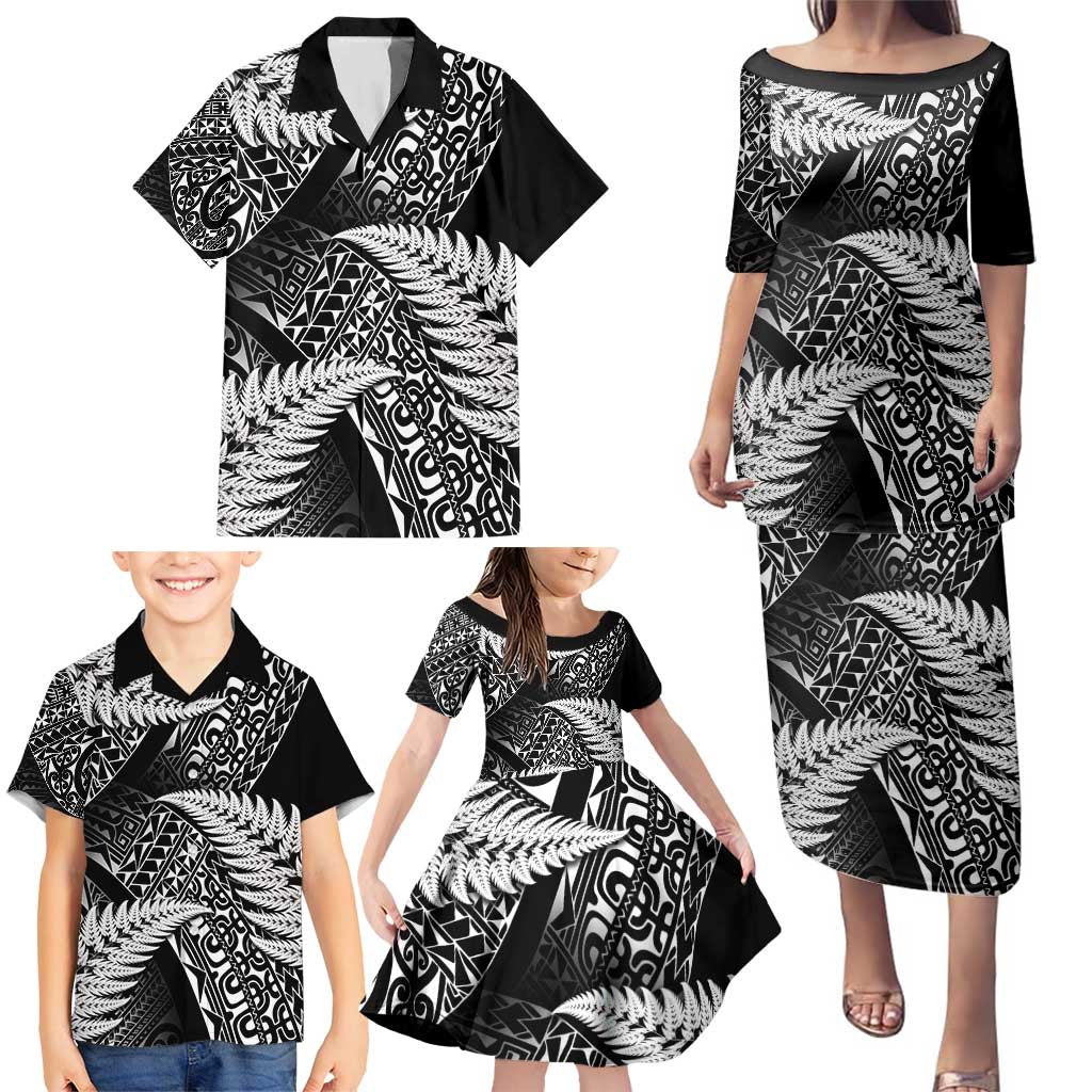 New Zealand Rugby Pacific Personalised Family Matching Puletasi and Hawaiian Shirt All Black Maori Pasifika Fern Pattern
