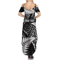 New Zealand Rugby Pacific Personalised Family Matching Summer Maxi Dress and Hawaiian Shirt All Black Maori Pasifika Fern Pattern