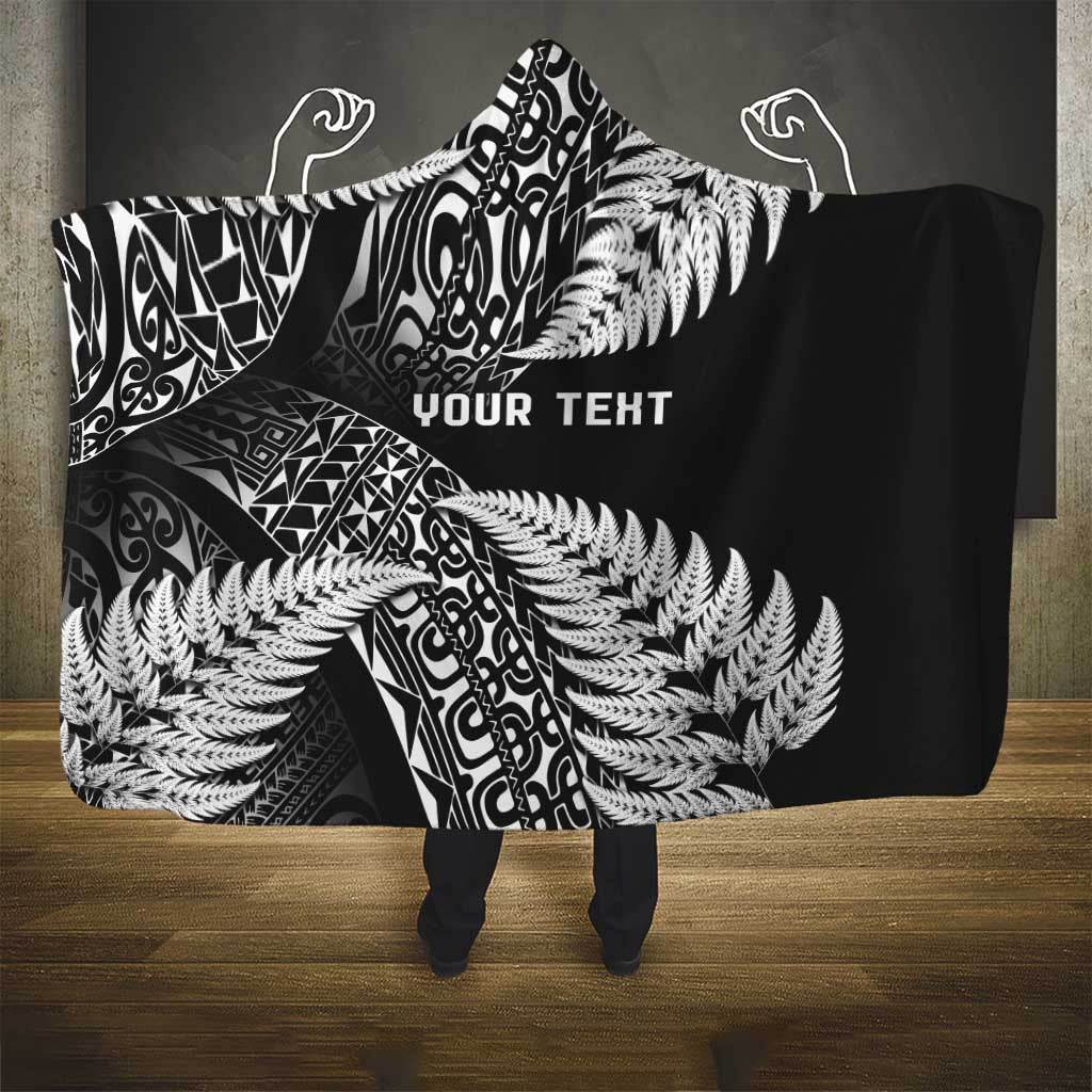 New Zealand Rugby Pacific Personalised Hooded Blanket All Black Maori Pasifika Fern Pattern