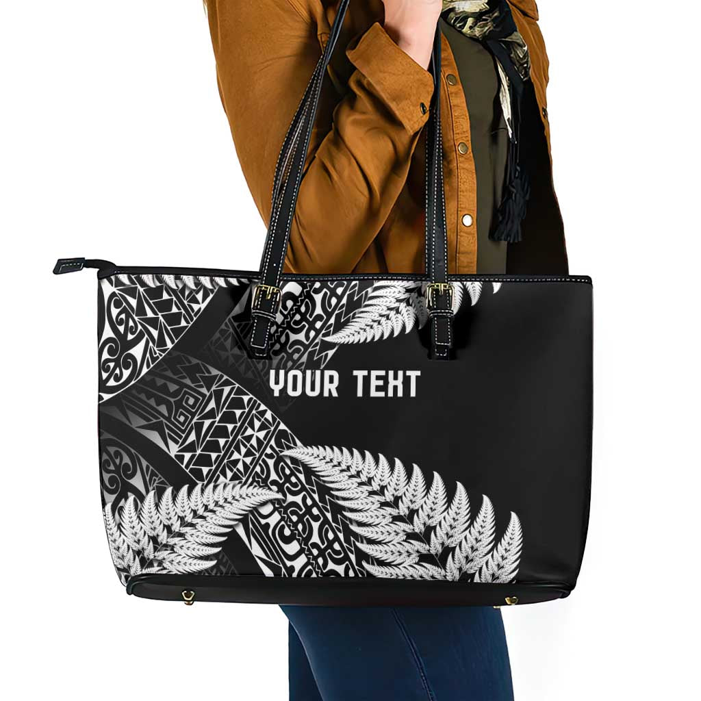 New Zealand Rugby Pacific Personalised Leather Tote Bag All Black Maori Pasifika Fern Pattern